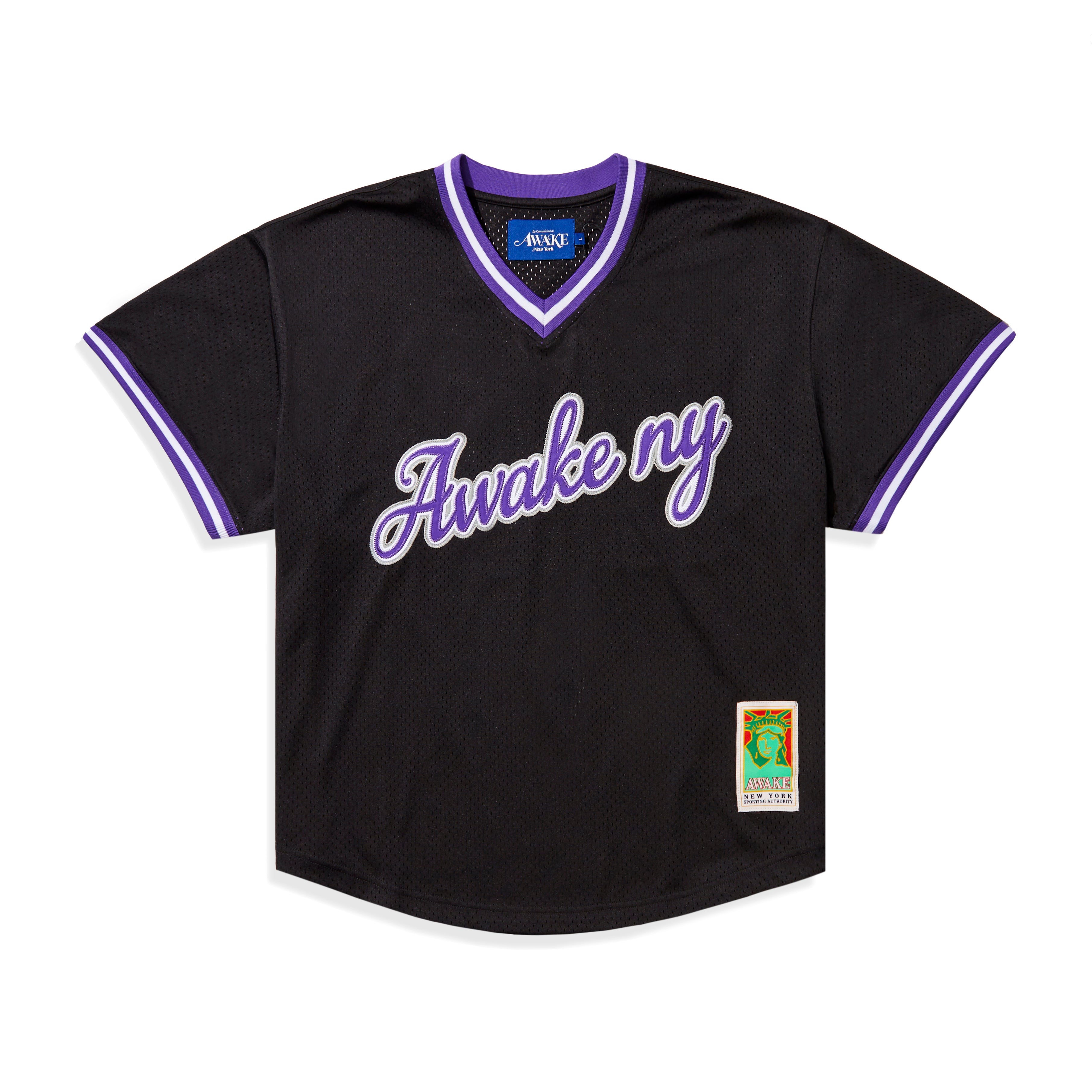 Script Embroidered Baseball Jersey