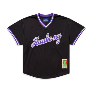 Script Embroidered Baseball Jersey