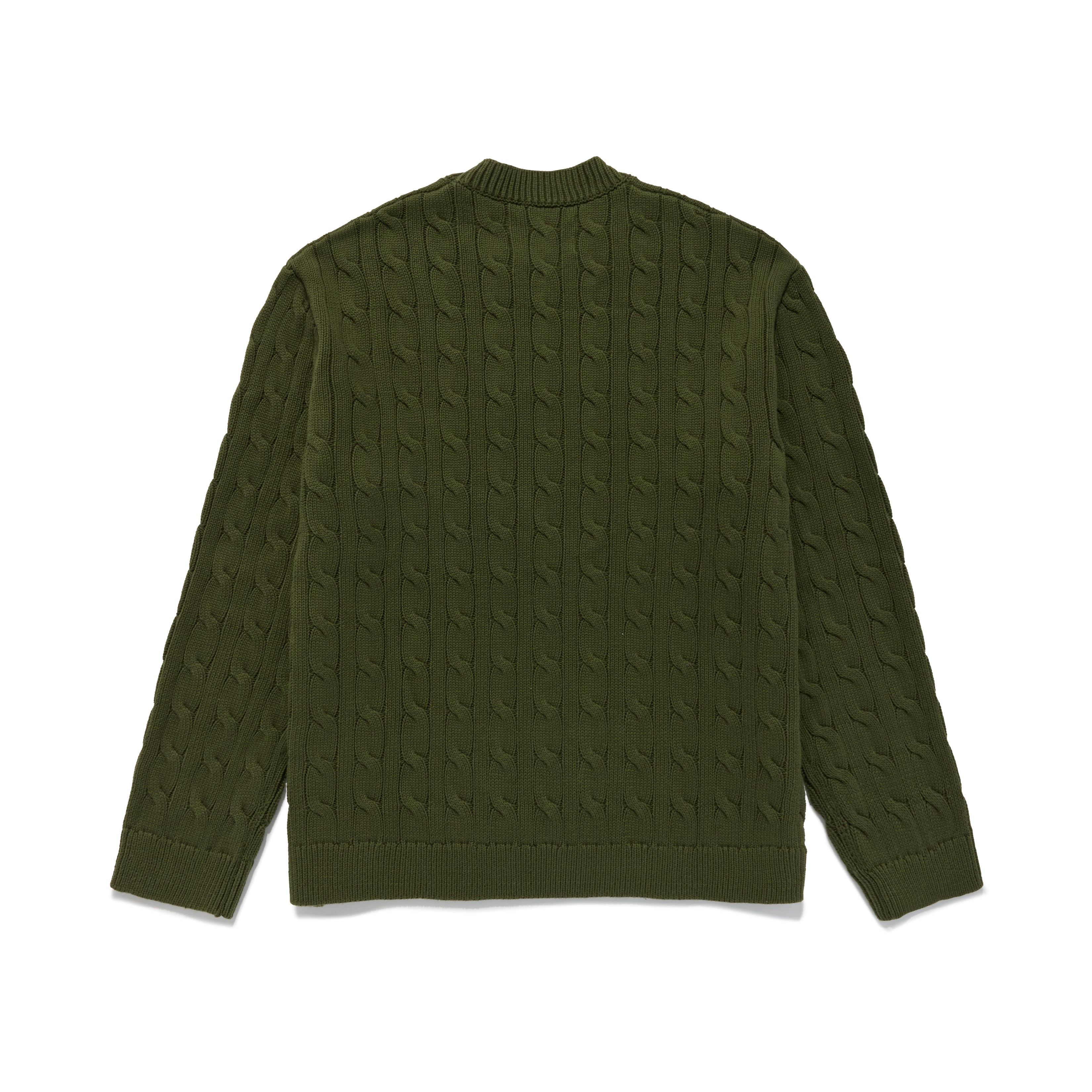 Applique "A" Cable Crewneck Sweater