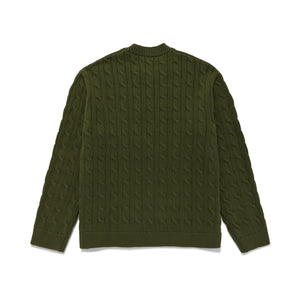 Applique "A" Cable Crewneck Sweater