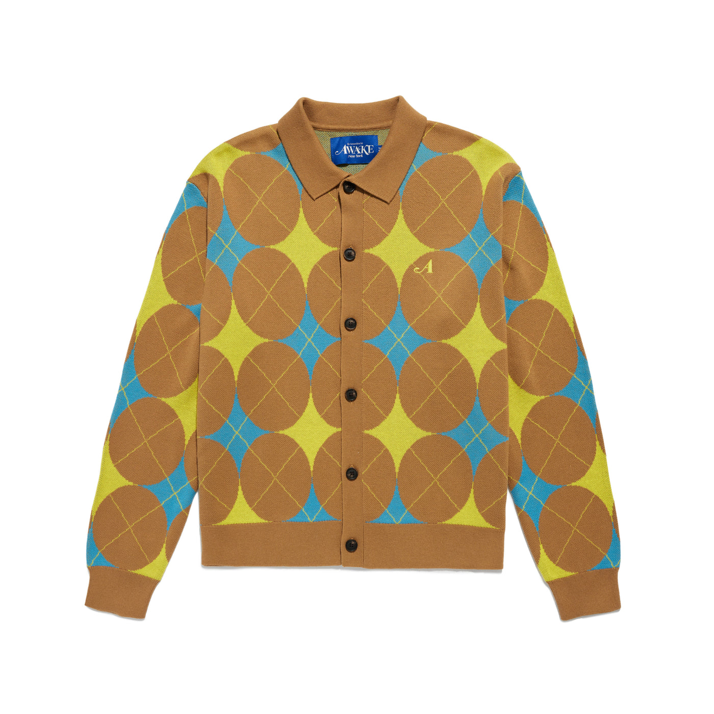 Argyle Knit Collared Cardigan