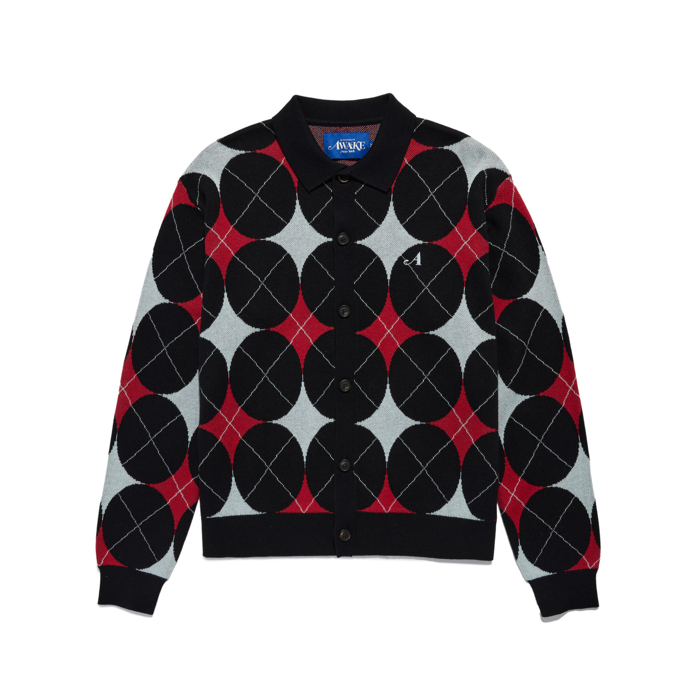 Argyle Knit Collared Cardigan