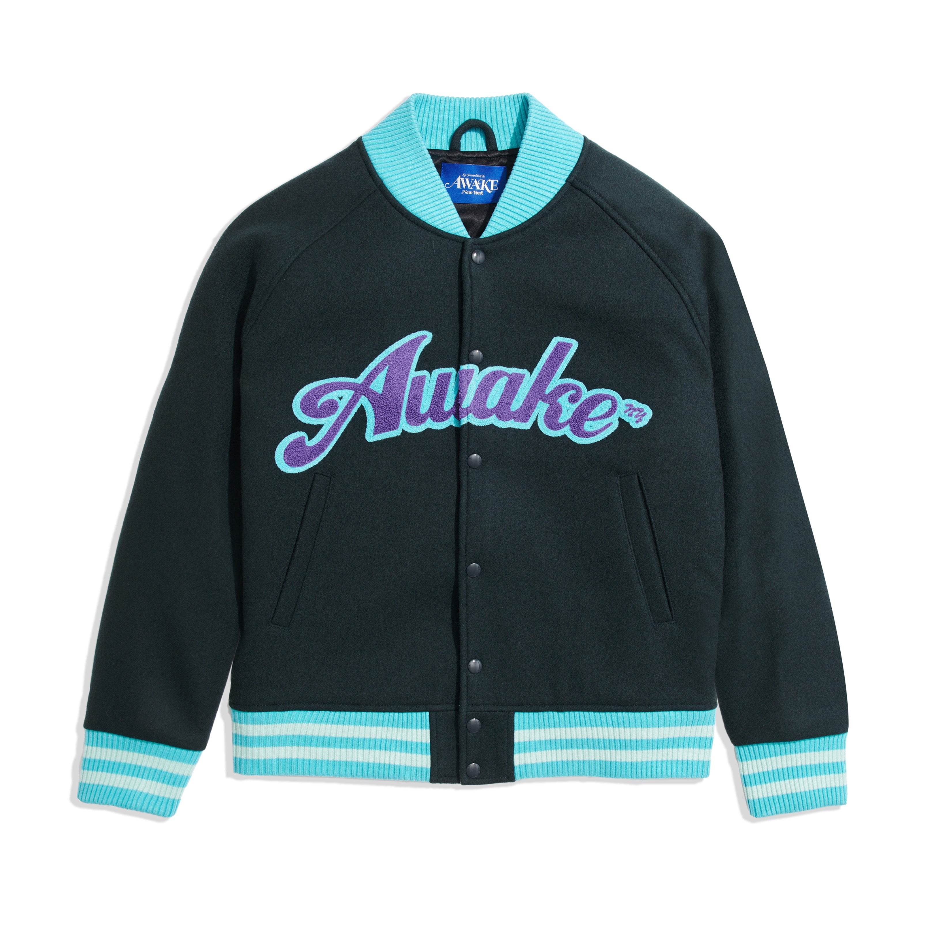 Chenille Embroidered Logo Varsity Jacket – Awake NY