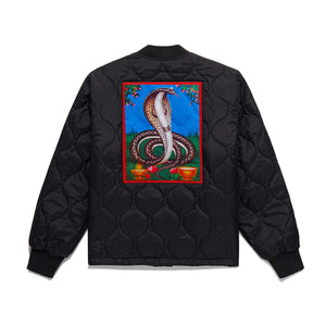 Cobra Embroidered Quilted Bomber Jacket