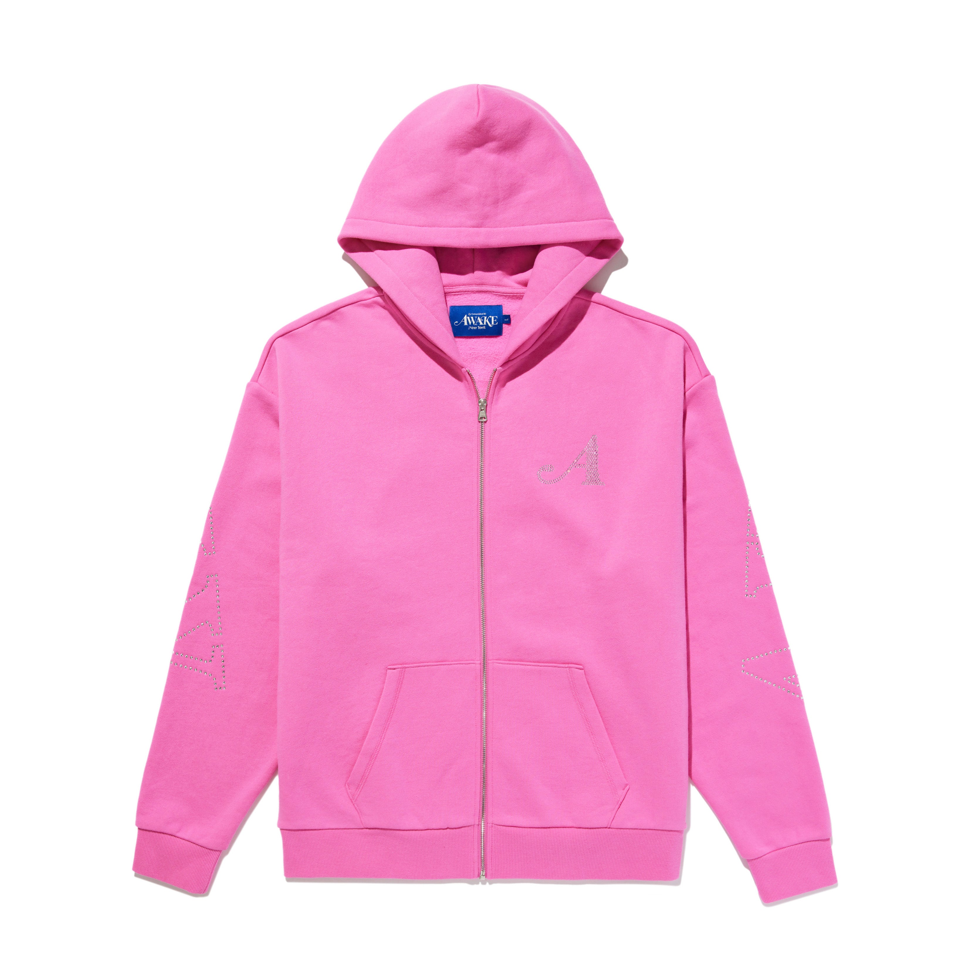 Rhinestone Serif Zip Up Hoodie