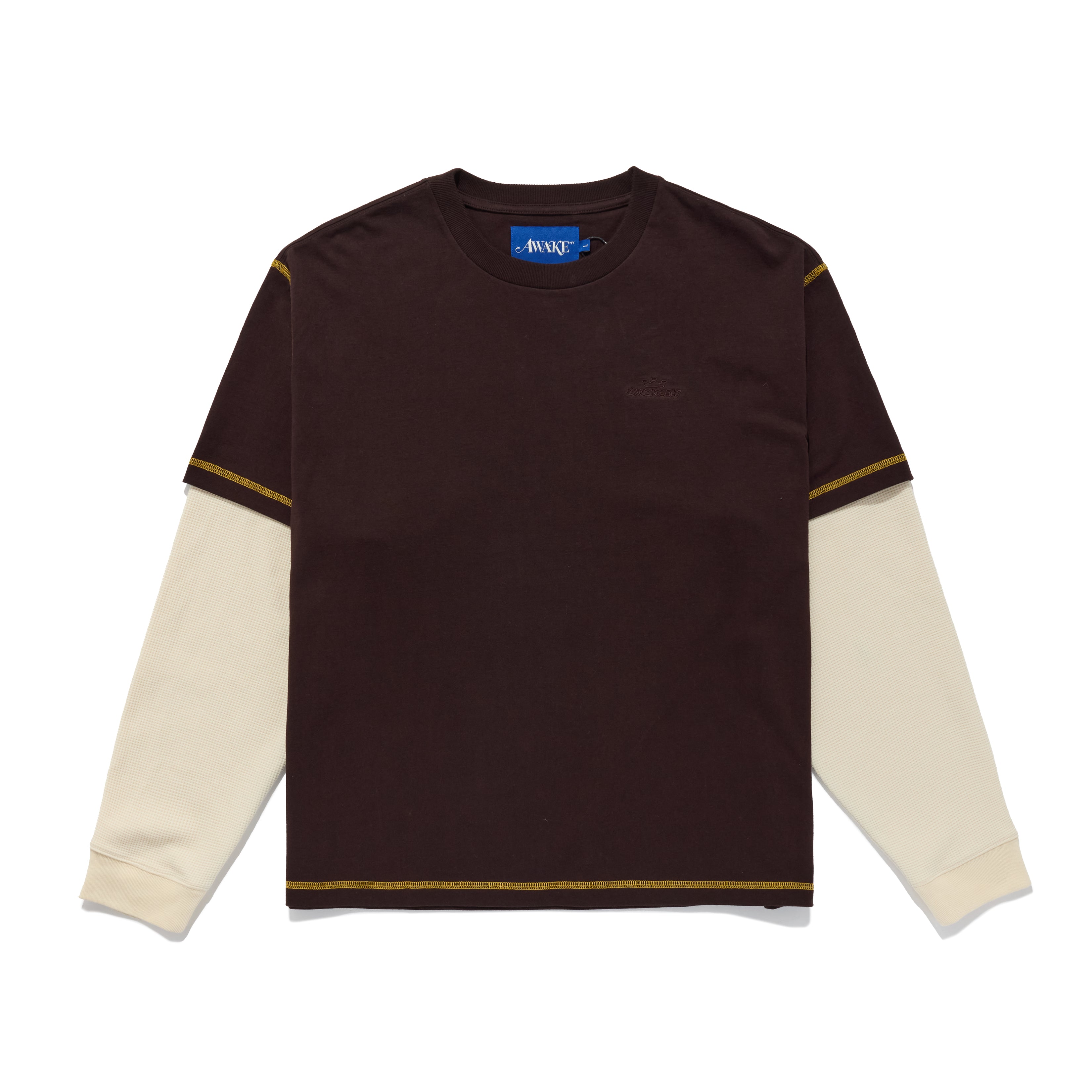 Waffle Layered Contrast Stitch Tee